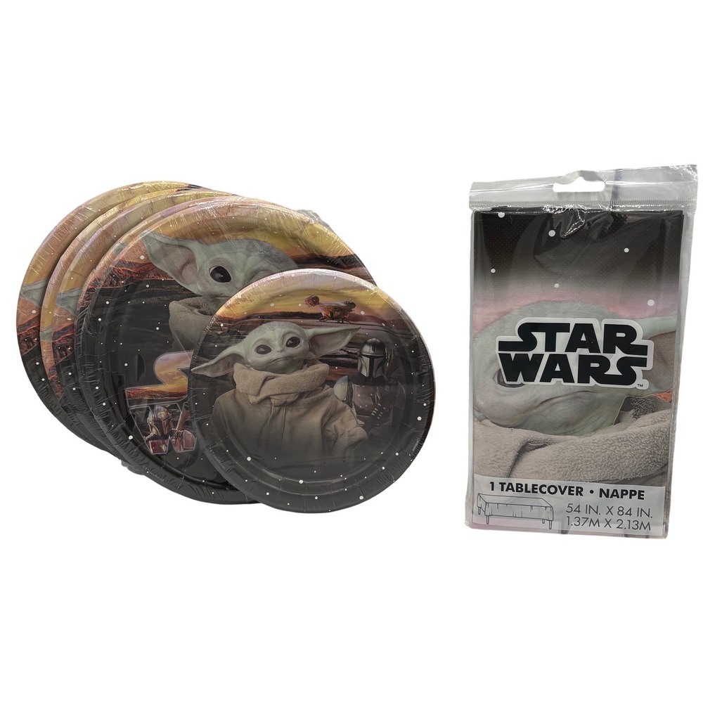 Star Wars The Mandalorian Grogu Baby‎ Yoda Party Plates Table Cover Set